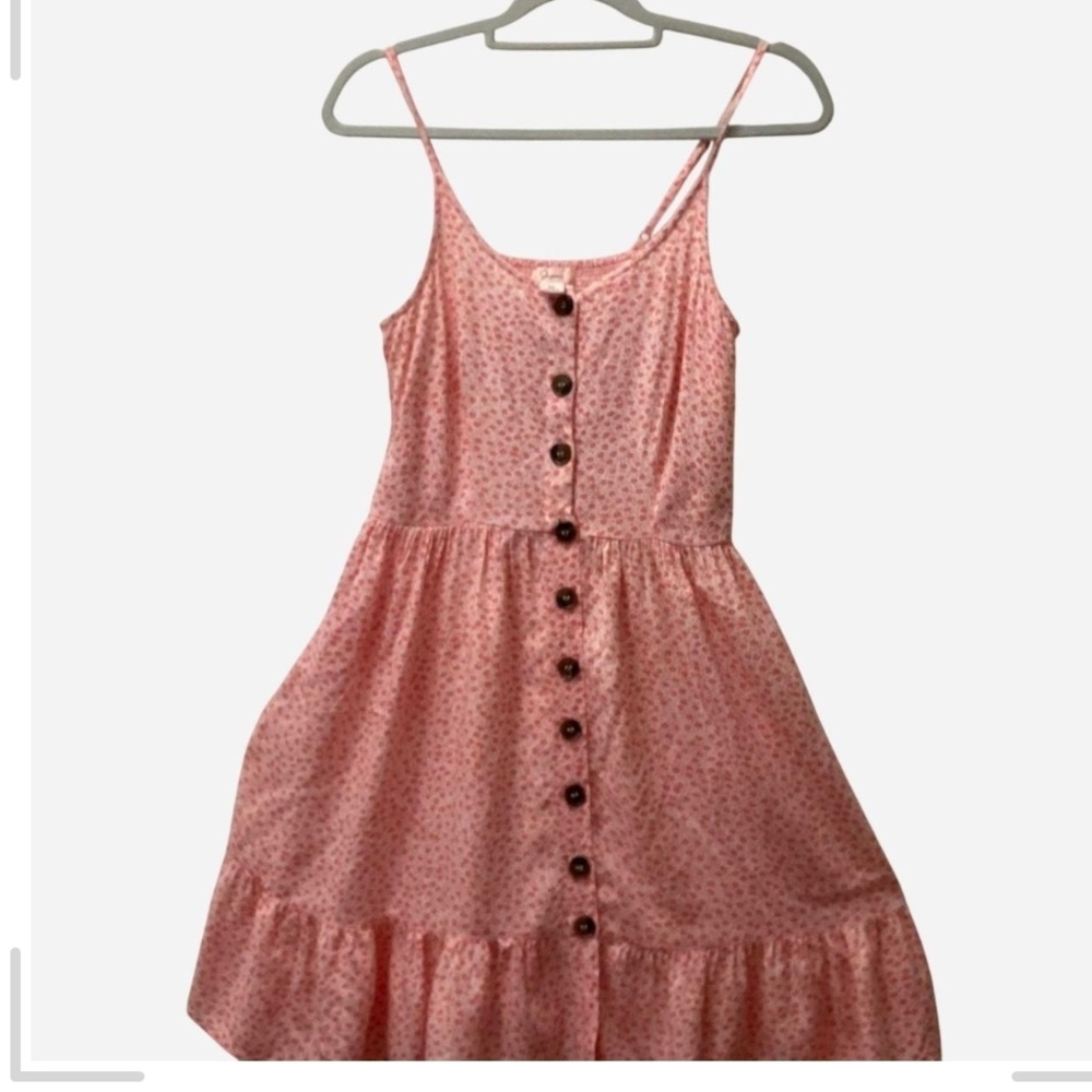 Pre-owned Japna Pink Floral Button-Down Dress